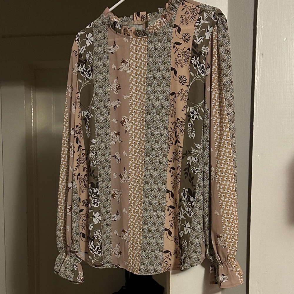 Floral Patchwork Long Sleeve Blouse